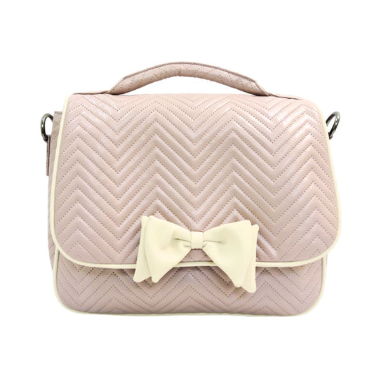 LiveMomma Pookie Handbag — Quilted Elegance with a Bow in Poppy Pink and Misty Pink