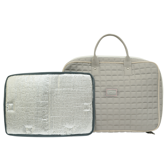 LiveMomma Premium Anywhere Insulation Laptop Bag in Cloud Grey, detachable pad, stylish design.