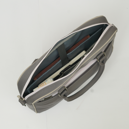 LiveMomma Premium Laptop Bag in English Violet and Lavender with spacious interior and multiple compartments.