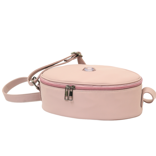 Rose Quartz Healed Cocoon Hand Bag in Poppy Pink, stylish travel companion with waterproof interior and secret compartments.